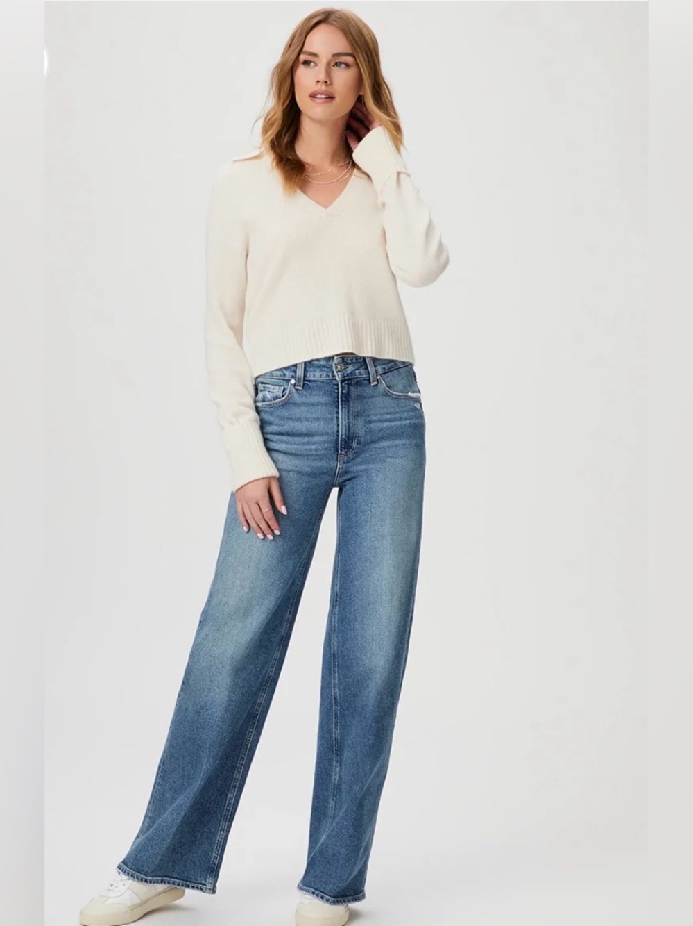 PAIGE • Sasha wide leg jeans in storybook distressed - size 27